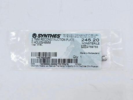 Synthes 245.20 2.7mm Reconstruction Plate 6 Holes 48mm Synthes