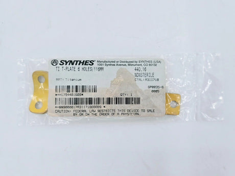 Synthes 440.16 Ti T-Plate 6 Holes 116mm Synthes