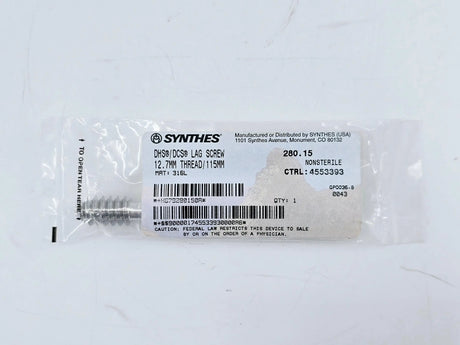 Synthes 280.15 DHS/DCS Lag Screw 12.7mm Thread/115mm Synthes
