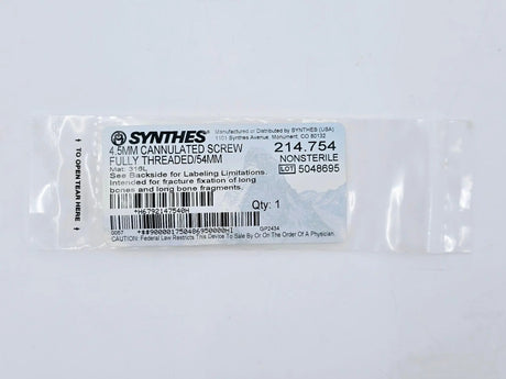 Synthes 214.754 4.5mm Cannulated Screw Fully Threaded/54mm Synthes