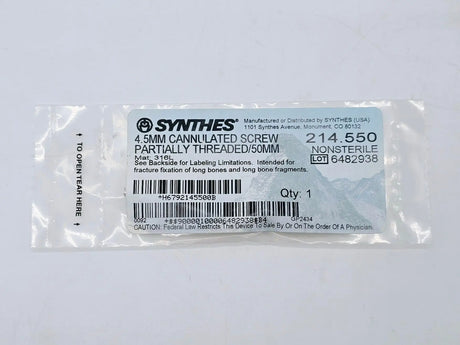 Synthes 214.550 4.5mm Cannulated Screw Partially Threaded/50mm Synthes