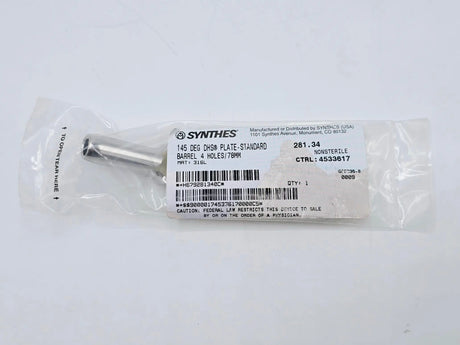Synthes 281.34 145° DHS Plate-Standard Barrel 4 Holes/78mm Synthes
