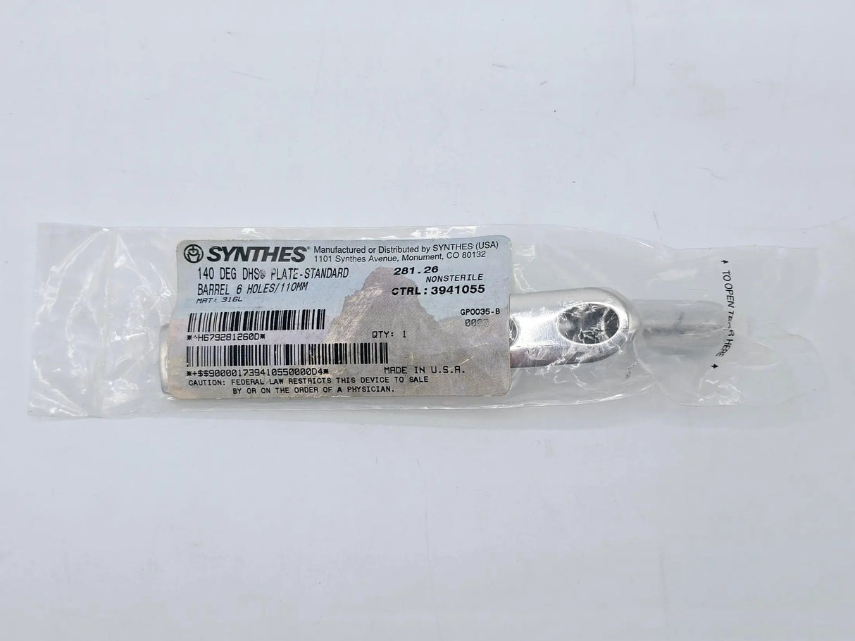 Synthes 281.26 140° DHS Plate-Standard Barrel 6 Holes/110mm Synthes