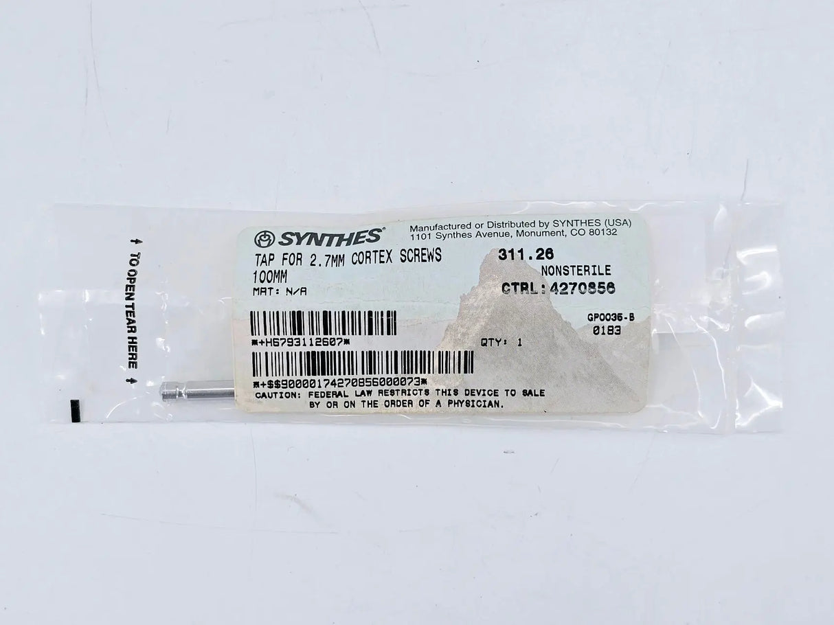 Synthes 311.26 Tap for 2.7mm Cortex Screws 100mm Synthes