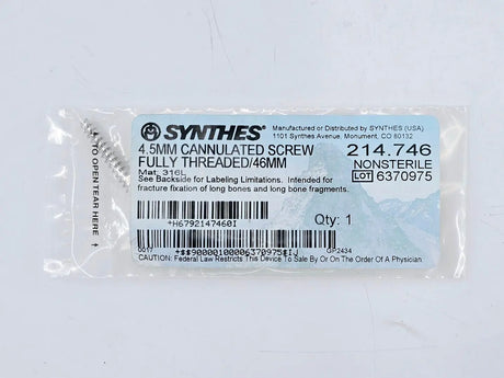 Synthes 214.746 4.5mm Cannulated Screw Fully Threaded/46mm Synthes