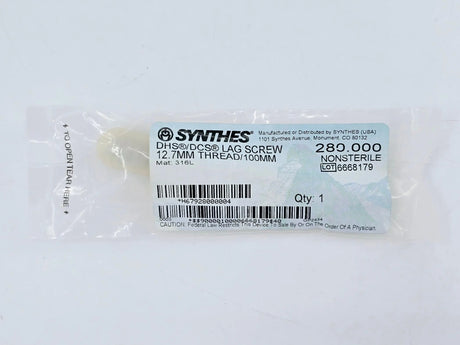 Synthes 280.000 DHS/DCS Lag Screw 12.7mm Thread/100mm Synthes