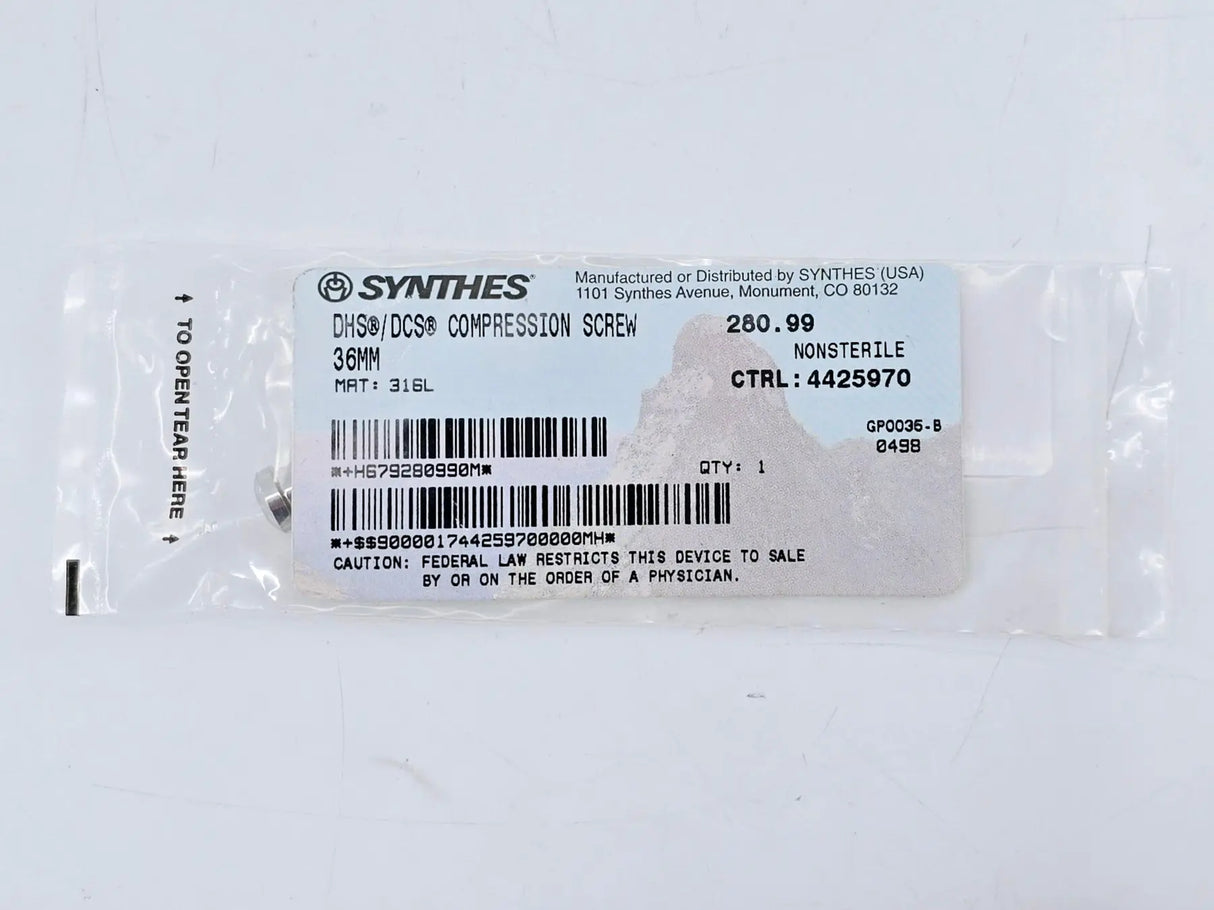 Synthes 280.99 DHS/DCS Compression Screw 36mm Synthes