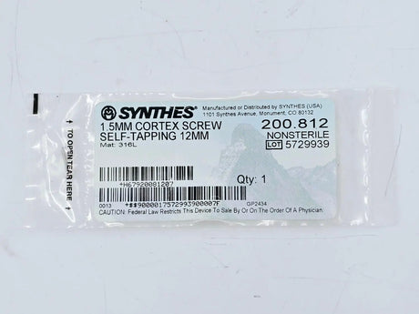 Synthes 200.812 1.5mm Cortex Screw Self-Tapping 12mm Synthes