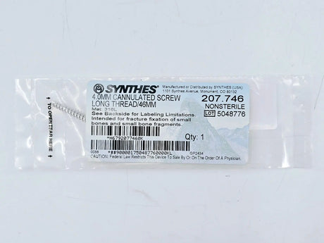 Synthes 207.746 4.0mm Cannulated Screw Long Thread/46mm Synthes