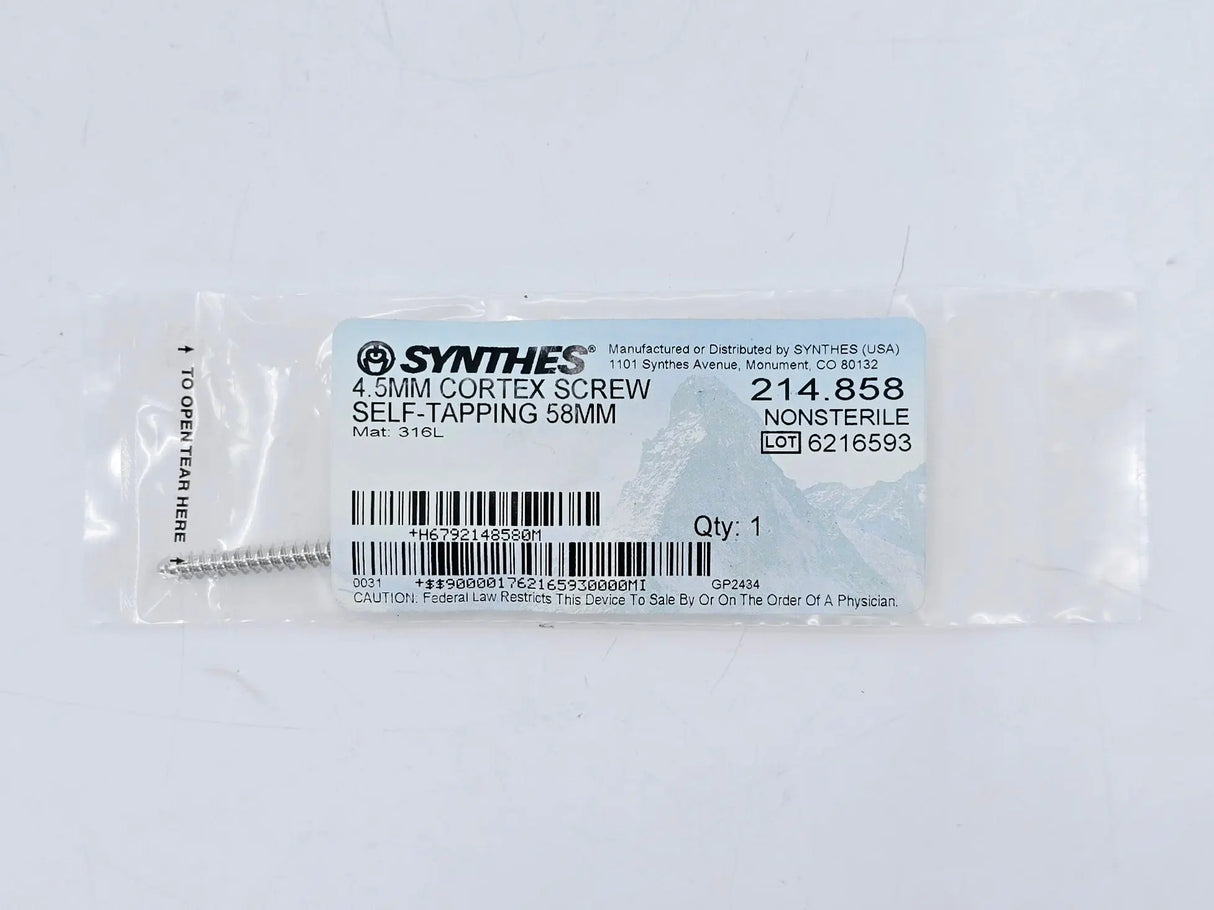 Synthes 214.858 4.5mm Cortex Screw Self-Tapping 58mm Synthes
