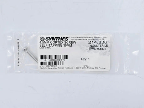 Synthes 214.836 4.5mm Cortex Screw Self-Tapping 36mm Synthes
