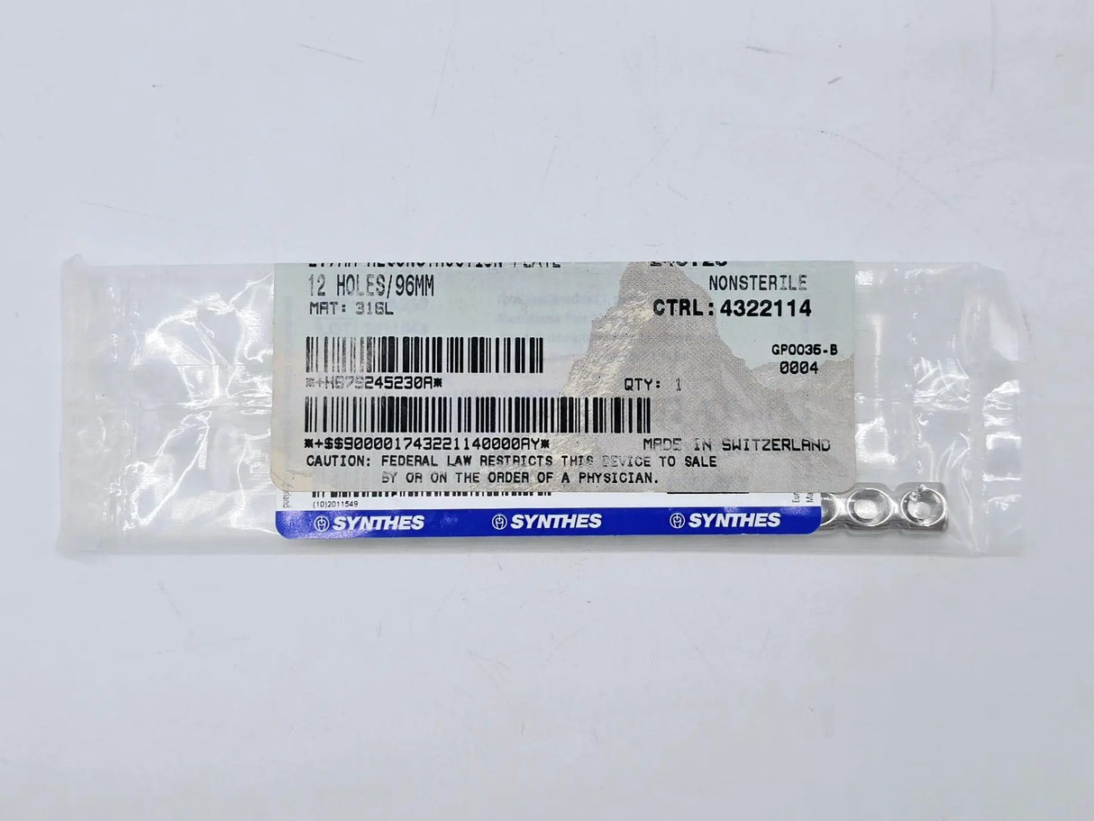 Synthes 245.23 2.7mm Reconstruction Plate 12 Holes/96mm Synthes