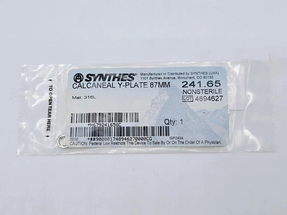 Synthes 241.65 Calcaneal Y-Plate 87mm Synthes