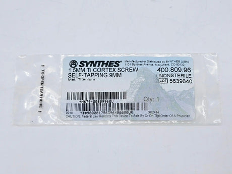 Synthes 400.809.96 1.5mm TI Cortex Screw Self-Tapping 9mm Synthes