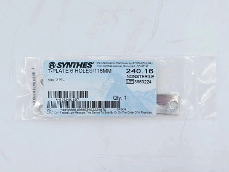 Synthes 240.16 T-Plate 6 Holes/116mm Synthes