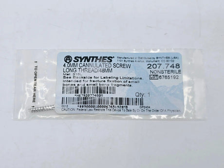 Synthes 207.748 4.0mm Cannulated Screw Long Thread/48mm Synthes