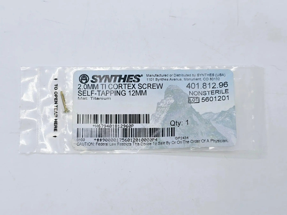 Synthes 401.812.96 2.0mm TI Cortex Screw Self-Tapping 12mm Synthes