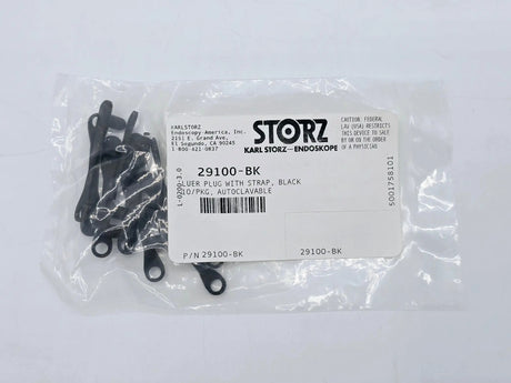 Karl Storz 29100-BK Luer Plug with Strap Black 10/PKG Autoclavable Karl Storz