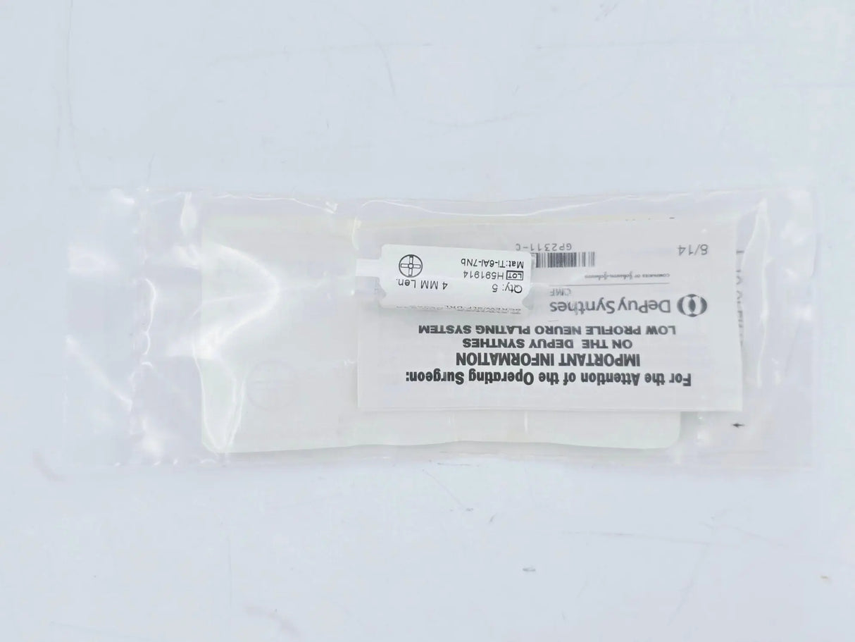 Synthes 400.834 TI Low Profile Neuro Screw Self-Drilling 4mm Pack of 5 Synthes
