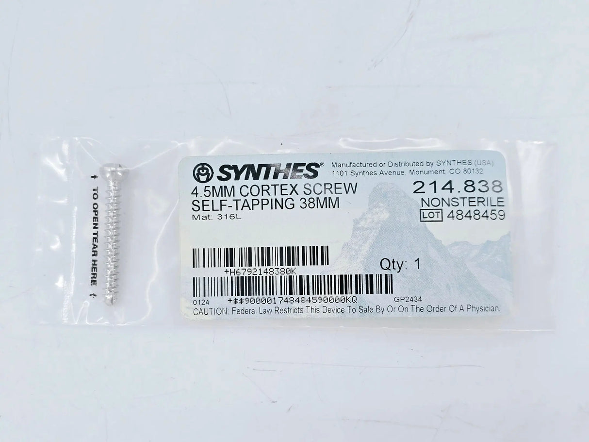 Synthes 214.838 4.5mm Cortex Screw Self-Tapping 38mm Synthes