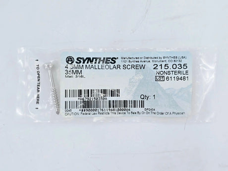 Synthes 215.035 4.5mm Malleolar Screw 35mm Synthes