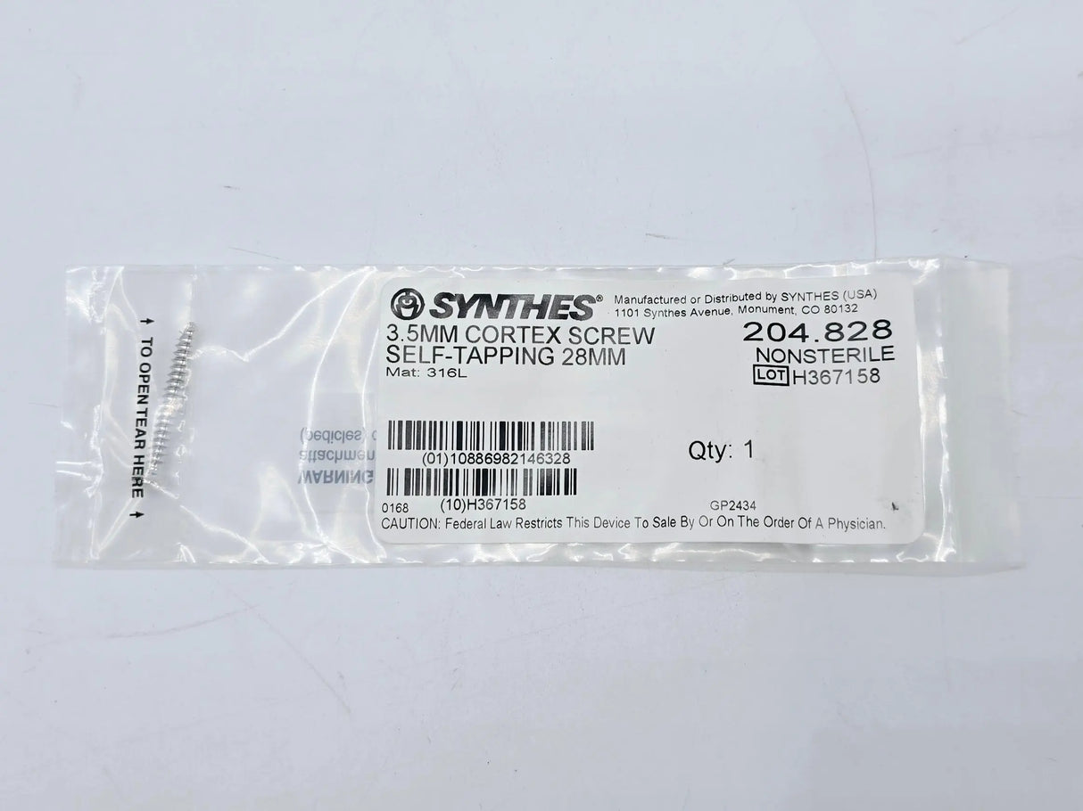 Synthes 204.828 3.5mm Cortex Screw Self-Tapping 28mm Synthes