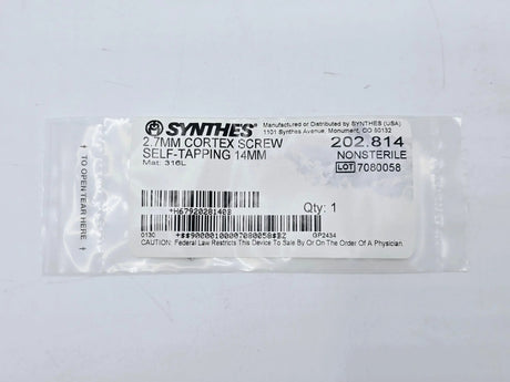 Synthes 202.814 2.7mm Cortex Screw Self-Tapping 14mm Synthes