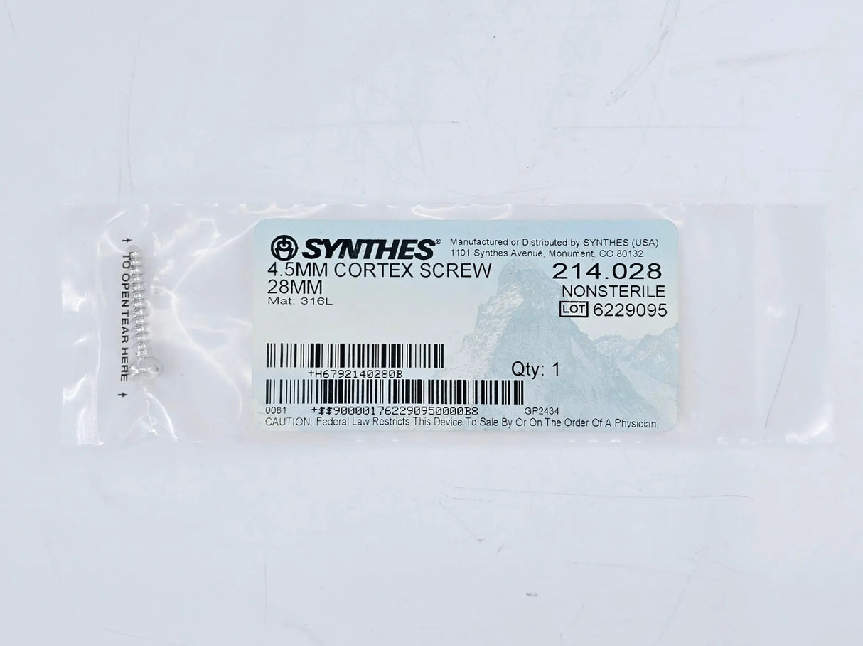 Synthes 214.028 4.5mm Cortex Screw 28mm Synthes