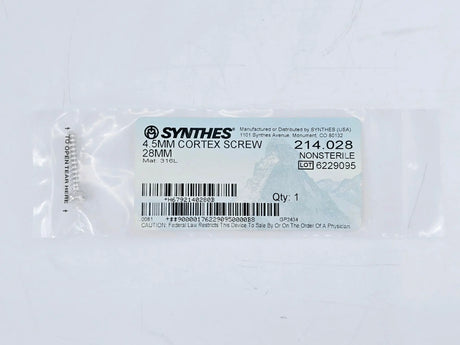 Synthes 214.028 4.5mm Cortex Screw 28mm Synthes