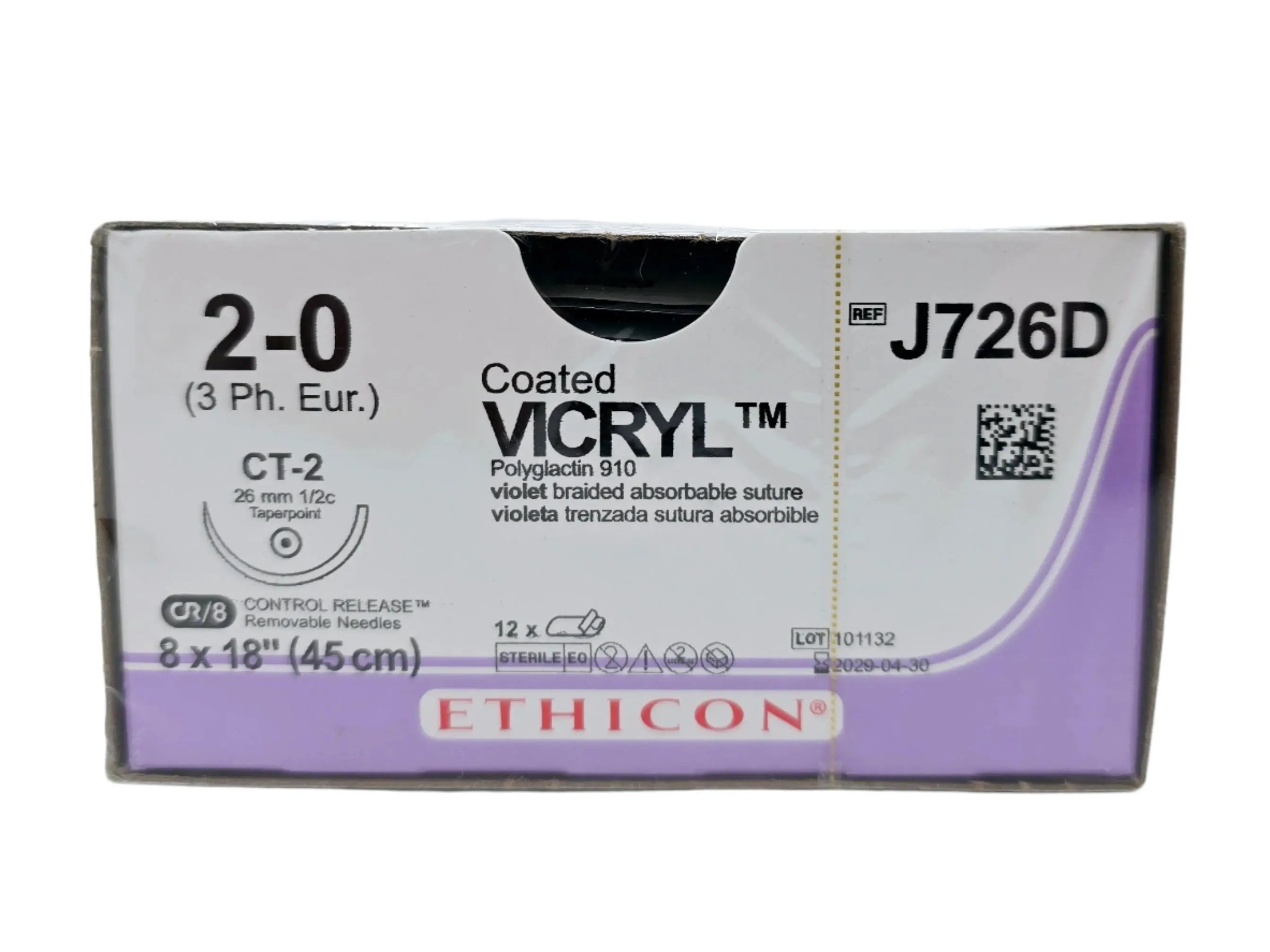 Ethicon J726D 2-0 Coated VICRYL 8X18