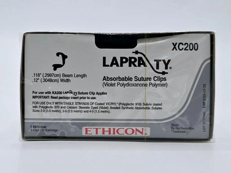 Ethicon XC200 LAPRA-TY Absorbable Suture Clips .118-.12" Box of 6 Ethicon