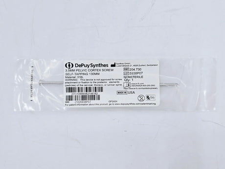Synthes 204.730 3.5mm Pelvic Cortex Screw Self-Tapping 130mm Synthes