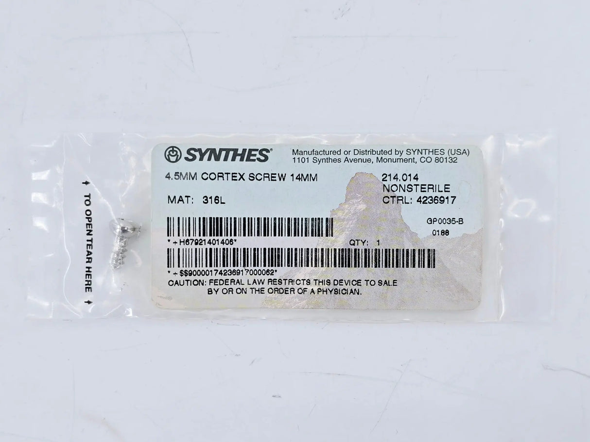 Synthes 214.014 4.5mm Cortex Screw 14mm Synthes