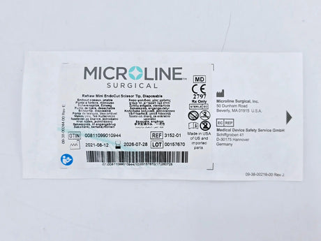 Microline Surgical 3152-01 ReNew Mini EndoCut Scissor Tip, Disposable Microline