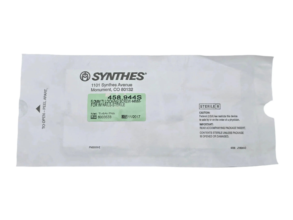 Synthes 458.944S 5.0mm TI Locking Screw 44mm for IM Nails Synthes
