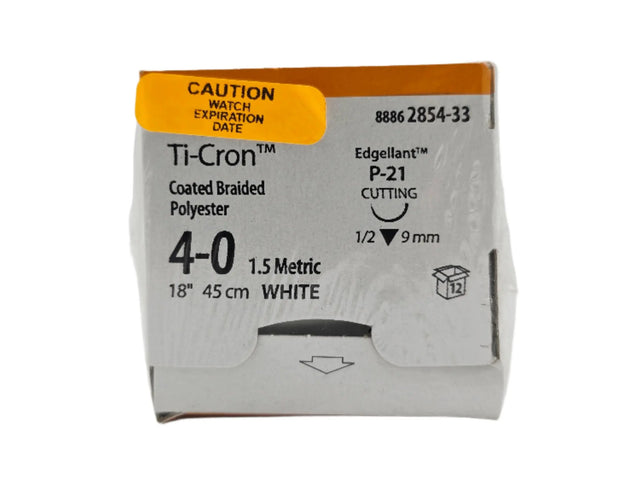 Covidien 88862854-33 4-0 Ti-Cron 1X18" White P-21 BX/12 Ethicon