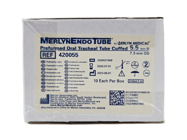 Merlyn Medical 420055 Merlyn EndoTube Preformed Oral Tracheal Tube Cuffed 5.5mm I.D. BX/10 Merlyn Medical