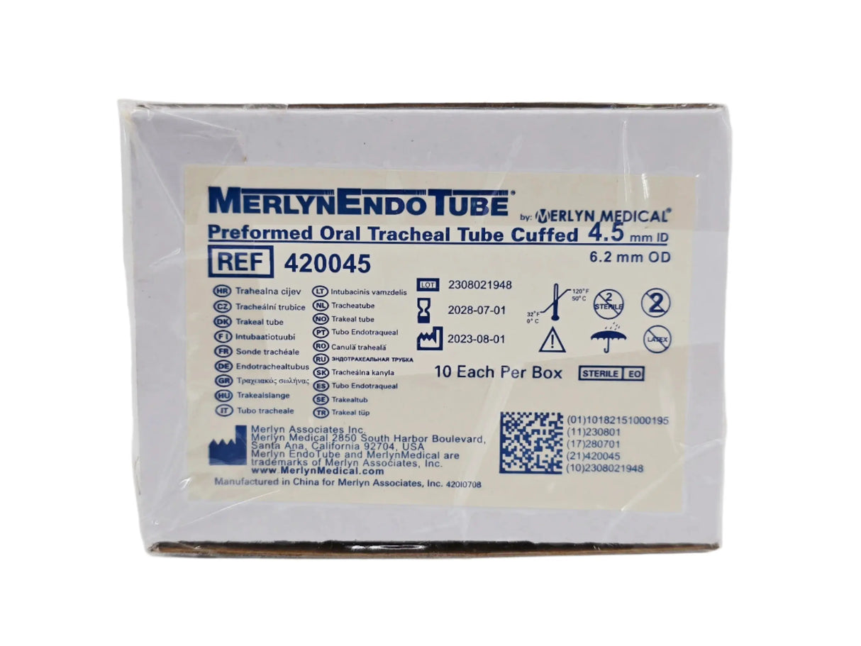 Merlyn Medical 420045 Merlyn EndoTube Preformed Oral Tracheal Tube Cuffed 4.5mm I.D. BX/10 Merlyn Medical