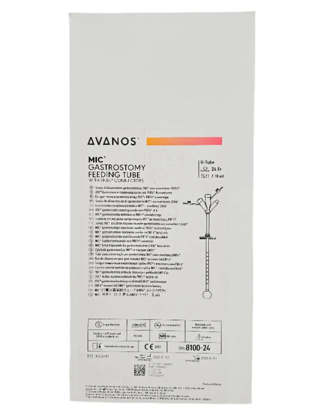 Avanos 8100-24 Gastrostomy Feeding Tube w/ ENFit Connectors 24Fr. G-Tube Avanos