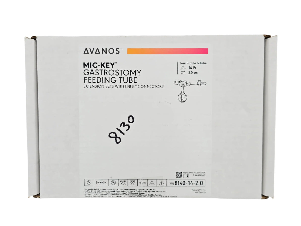 Avanos 8140-14-2.0 MIC-KEY Gastronomy Feeding Tube Extensions Set with ENFit Connectors Low-Profile G-Tube 14 Fr. 2.0cm Avanos