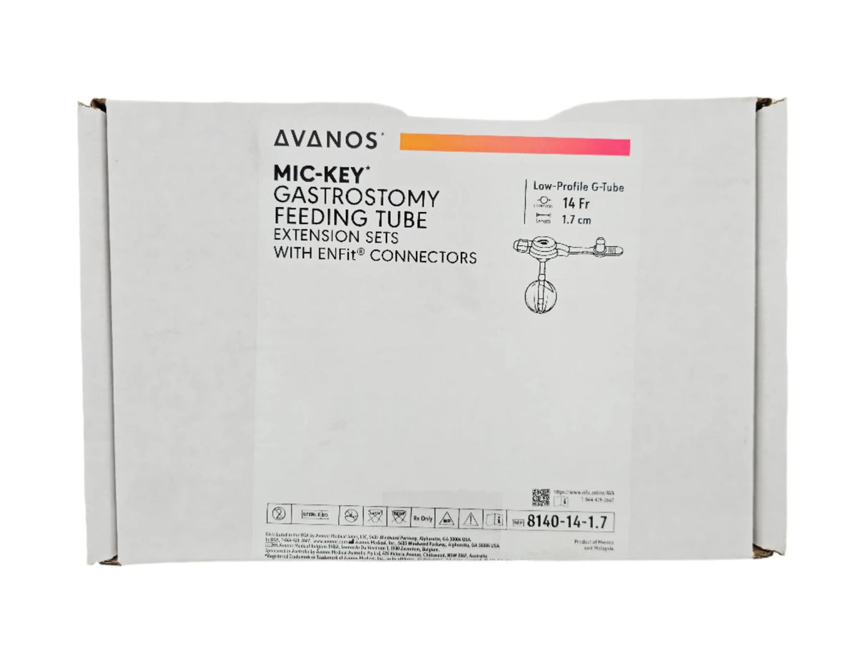 Avanos 8140-14-1.7 MIC-KEY Gastronomy Feeding Tube Extensions Set with ENFit Connectors Low-Profile G-Tube 14 Fr. 1.7cm Avanos