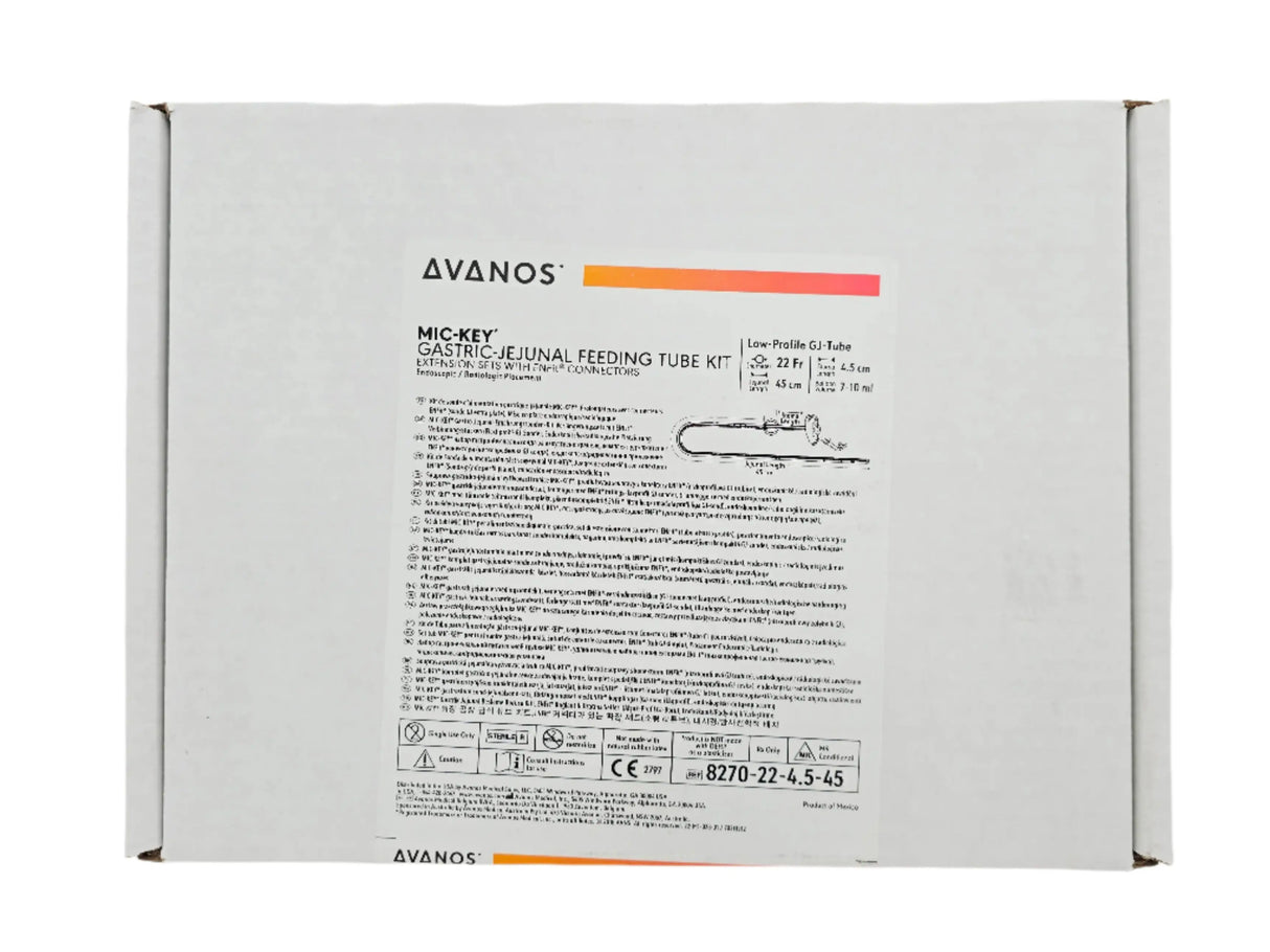 Avanos 8270-22-4.5-45 MIC-KEY Gastric-Jejunal Feeding Tube Kit Extensions Set with ENFit Connectors Low-Profile GJ-Tube 22Fr. 45cm Avanos
