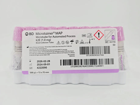 BD 363607 Microtainer MAP K2E Micro K2 EDTA LAV MAP (1.0 mg) Blood Collection Tubes 50/BX BD