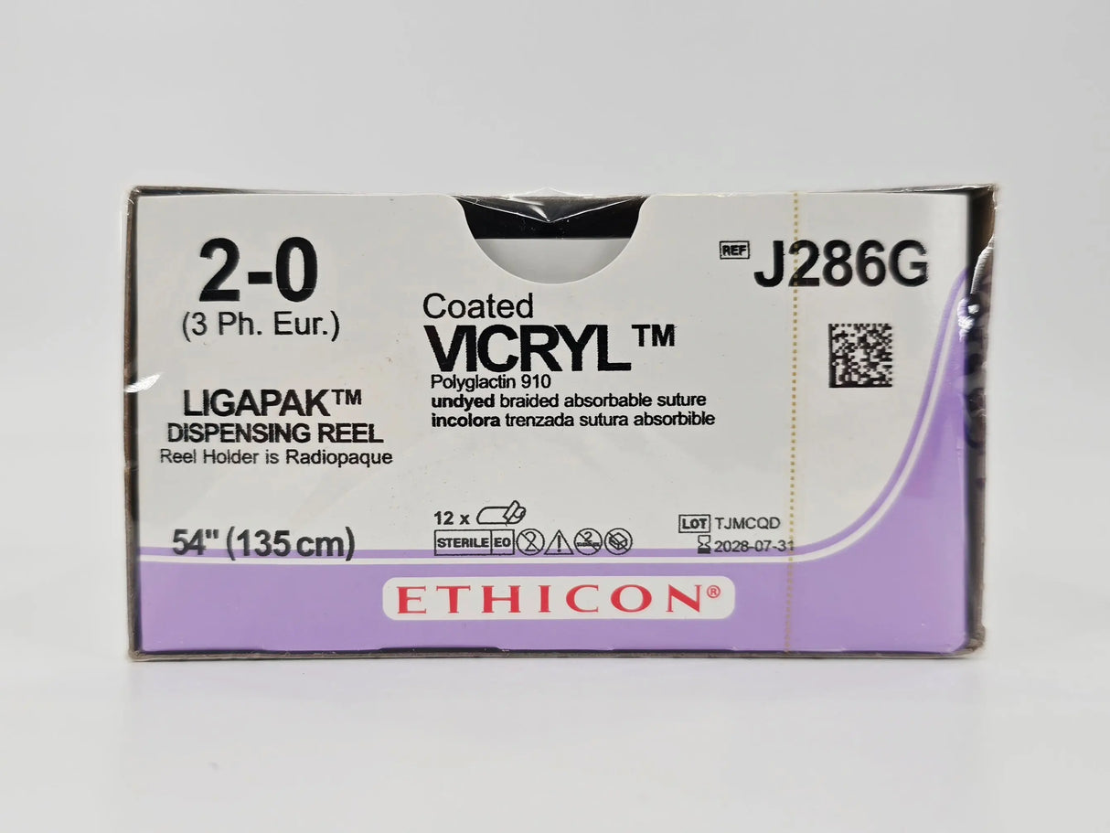 Ethicon J286G 2-0 Coated VICRYL Violet 1X54" LIGAPAK Dispensing Reel BX/12 Ethicon