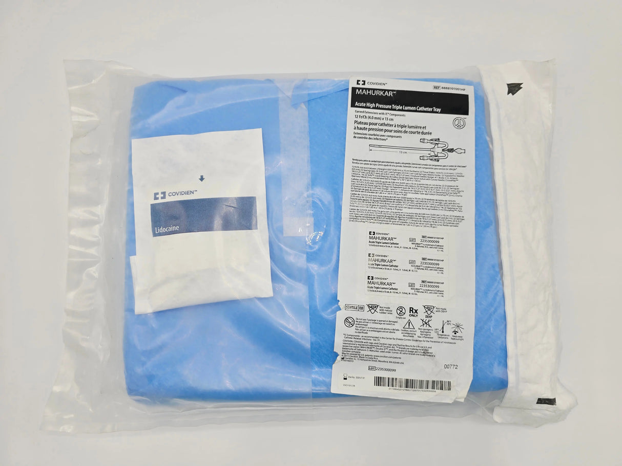 Covidien 8888101001HP MAHURKAR Acute High Pressure Triple Lumen Catheter Tray 12Fr/Ch x 13cm Covidien