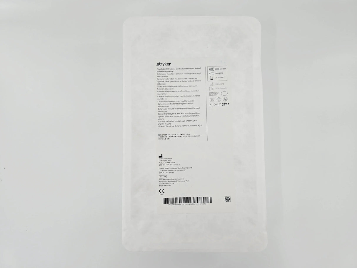 Stryker 0606-563-000 Revolution Cement Mixing System with Femoral Breakway Nozzle Stryker