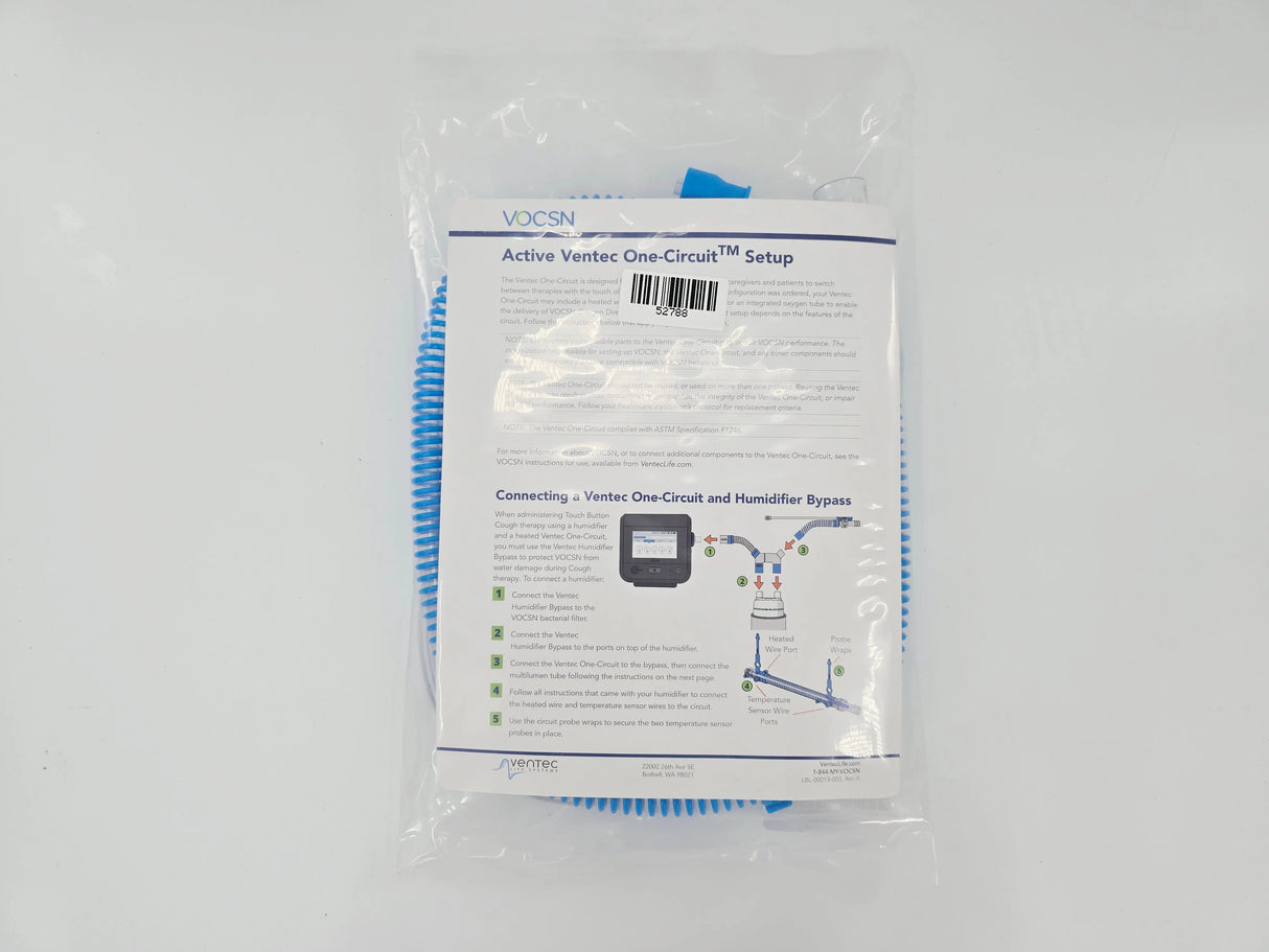 Ventec PRT-00794-001 VOCSN Patient Breathing Package Adult, Active, Oxygen, Blue 19mm x 6.4 ft. Ventec