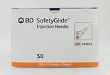 BD 305916 SafetyGlide Injection Needle 25G x 1" CS/500 (50/BX, 10BX/CS) BD