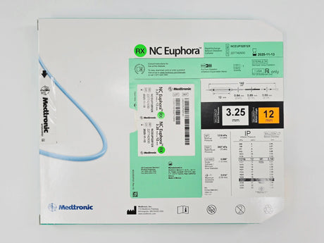 Medtronic NCEUP32512X NC Euphora 3.25mm x 12mm Noncompliant Balloon Dilation Catheter Medtronic