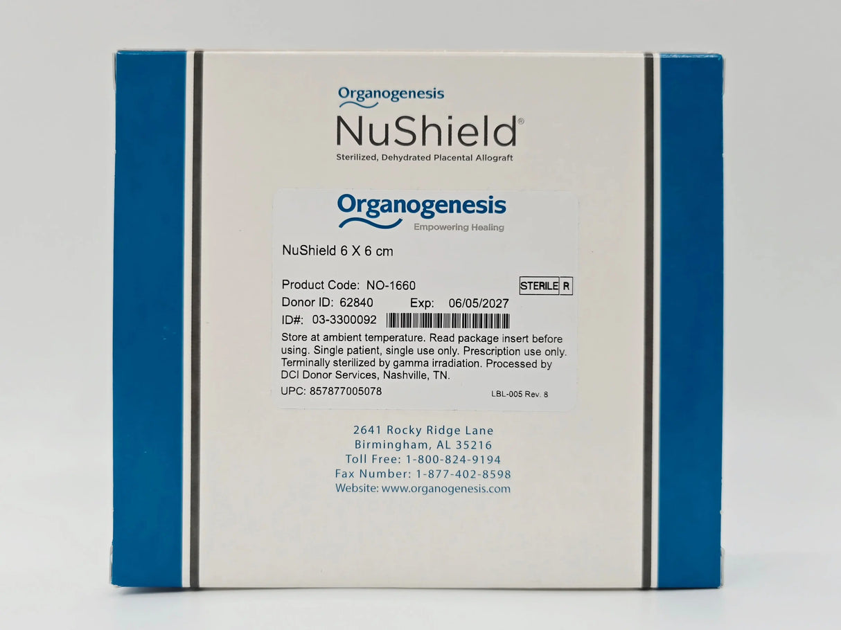 Organogenesis NO-1660 NuShield 6 X 6cm Sterilized, Dehydrated Placental Allograft Organogenesis